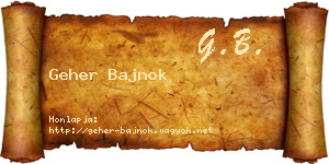 Geher Bajnok névjegykártya